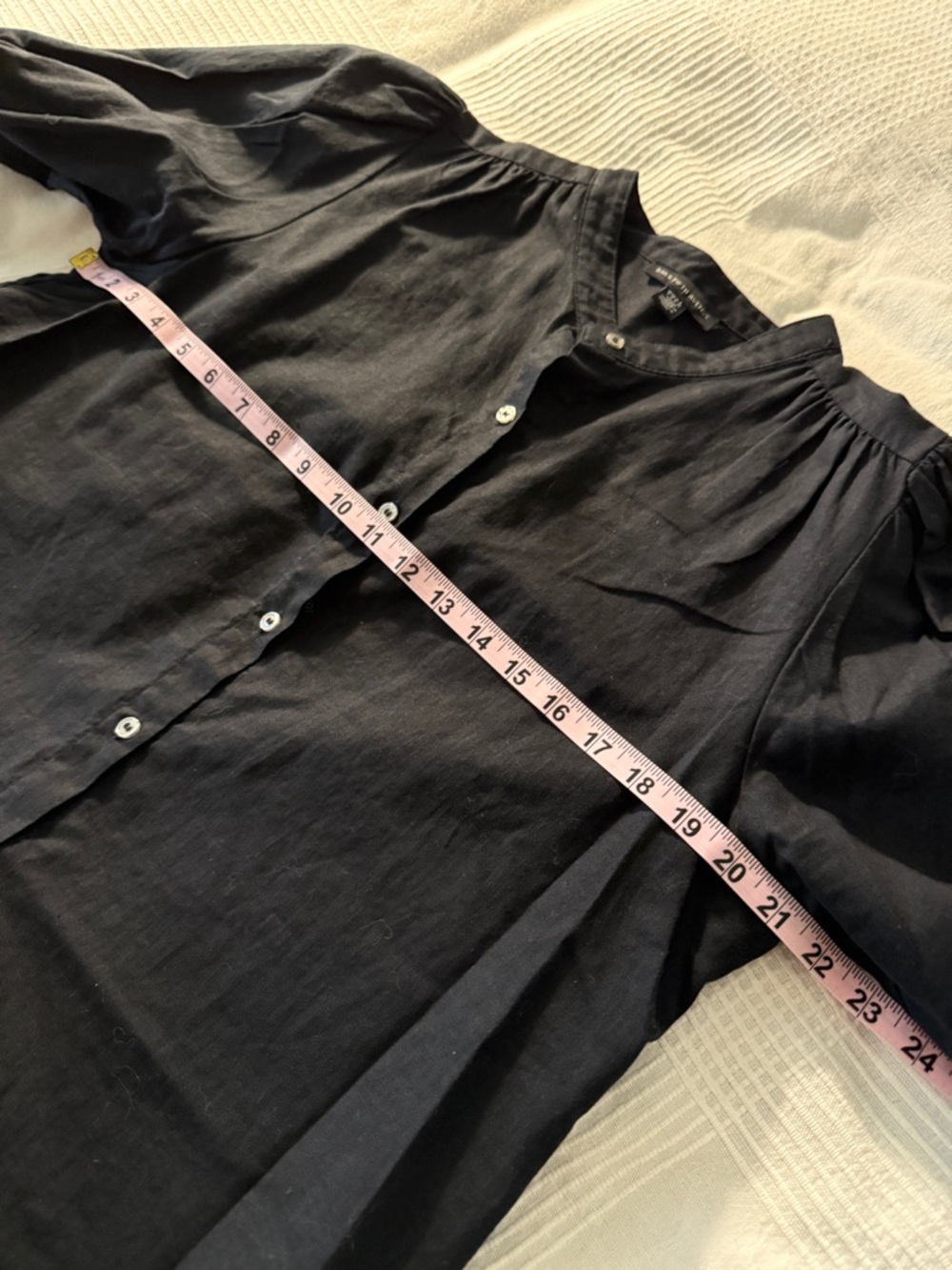 Saks Fifth Avenue XL linen/cotton Black Button-Front Top - Picture 7 of 8